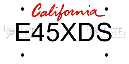 E45XDS California License Plate