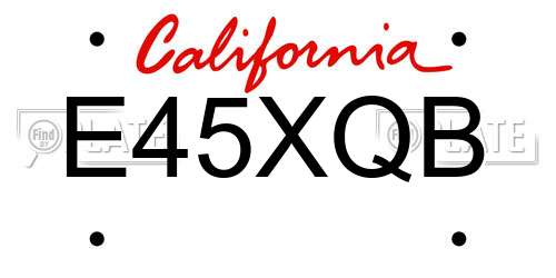 E45XQB California License Plate