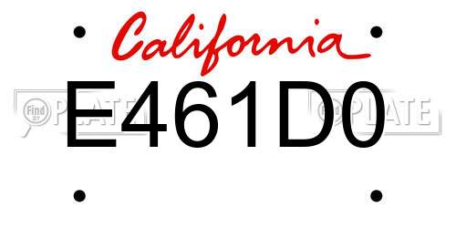 E461D0 California License Plate