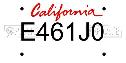 E461J0 California License Plate