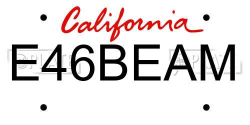 E46BEAM California License Plate