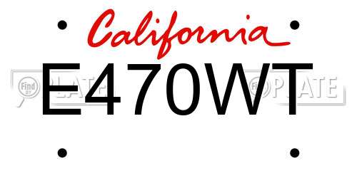 E470WT California License Plate