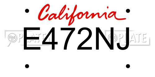 E472NJ California License Plate