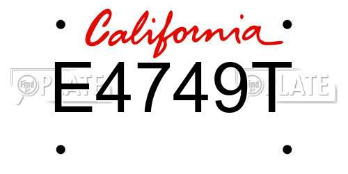 E4749T California License Plate