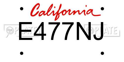 E477NJ California License Plate