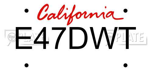 E47DWT California License Plate