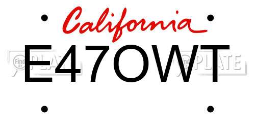 E47OWT California License Plate