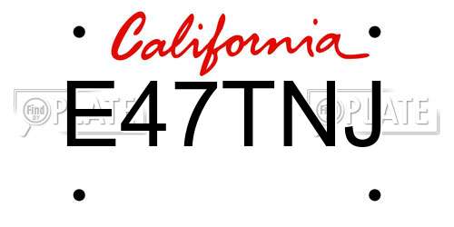 E47TNJ California License Plate