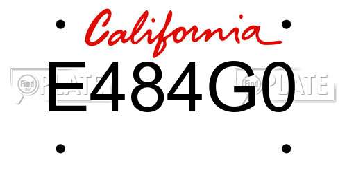 E484G0 California License Plate