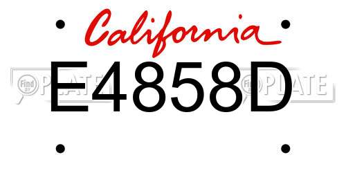 E4858D California License Plate