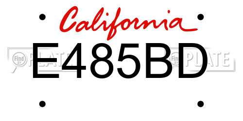 E485BD California License Plate
