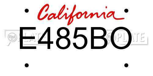 E485BO California License Plate