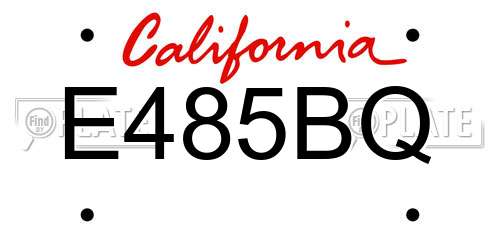 E485BQ California License Plate