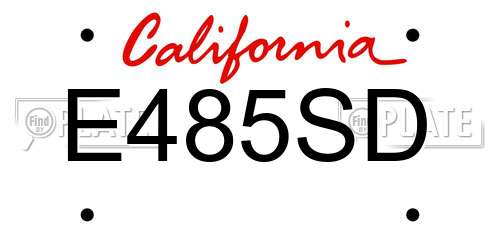 E485SD California License Plate