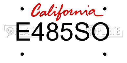 E485SO California License Plate