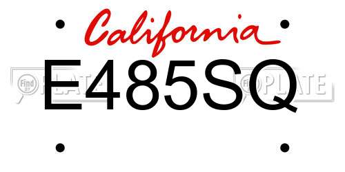 E485SQ California License Plate