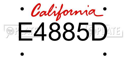 E4885D California License Plate