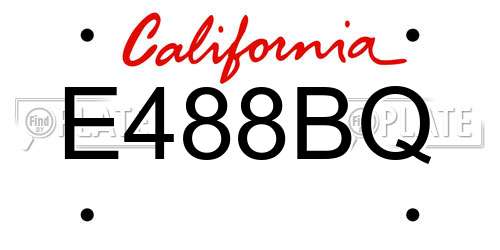 E488BQ California License Plate
