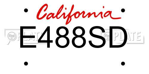 E488SD California License Plate