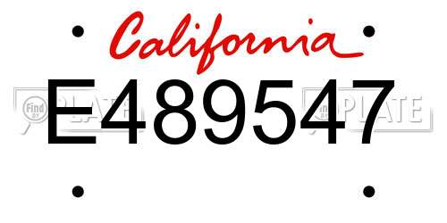E489547 California License Plate