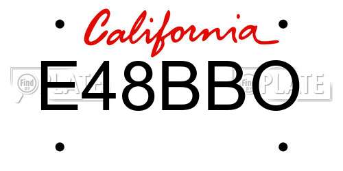 E48BBO California License Plate