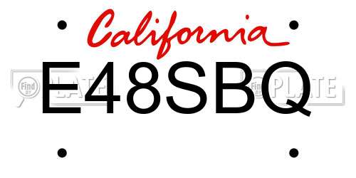 E48SBQ California License Plate