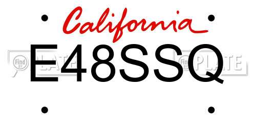 E48SSQ California License Plate