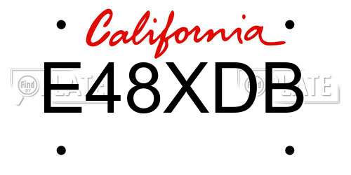 E48XDB California License Plate