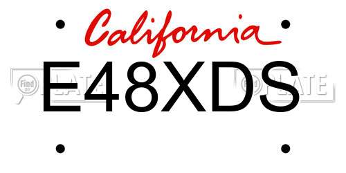 E48XDS California License Plate