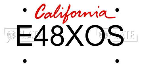 E48XOS California License Plate