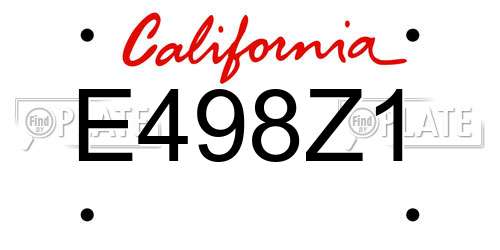E498Z1 California License Plate