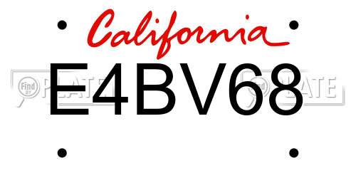 E4BV68 California License Plate