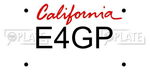 E4GP California License Plate