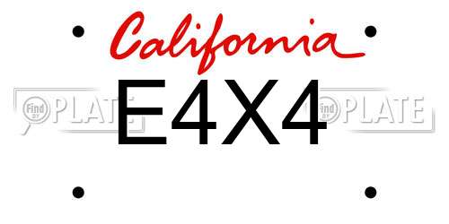 E4X4 California License Plate