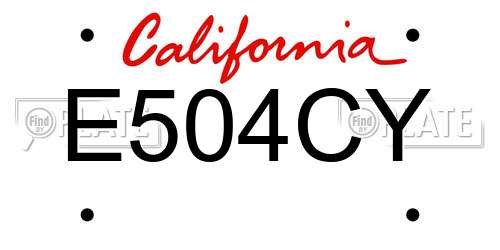 E504CY California License Plate