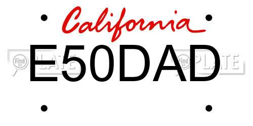 E50DAD California License Plate