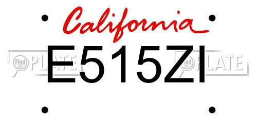 E515ZI California License Plate