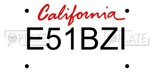 E51BZI California License Plate