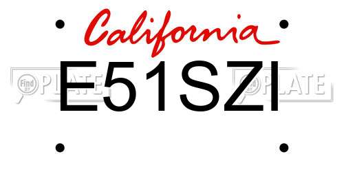 E51SZI California License Plate