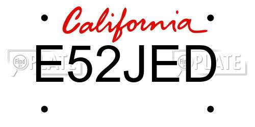 E52JED California License Plate