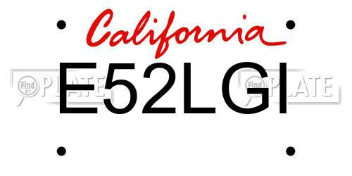 E52LGI California License Plate
