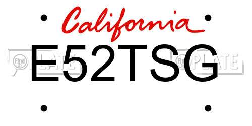 E52TSG California License Plate