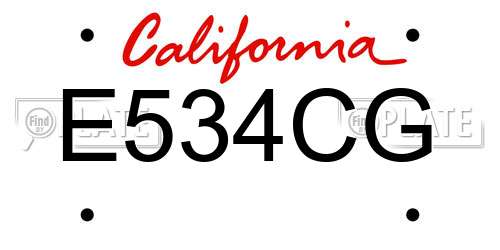 E534CG California License Plate