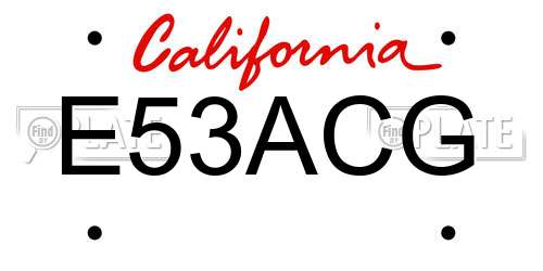 E53ACG California License Plate