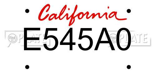 E545A0 California License Plate