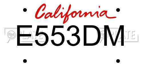 E553DM California License Plate