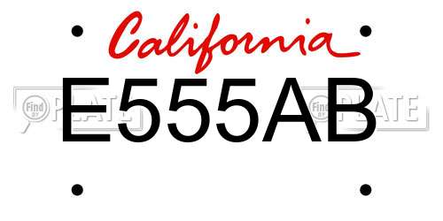 E555AB California License Plate