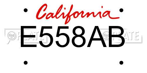 E558AB California License Plate