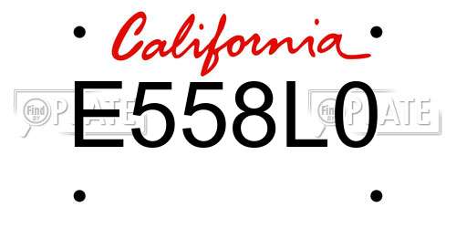 E558L0 California License Plate