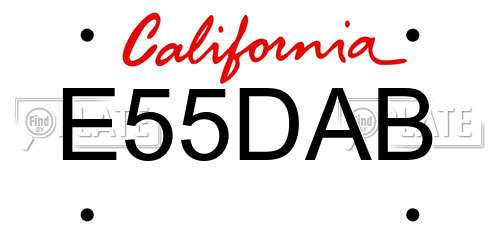 E55DAB California License Plate